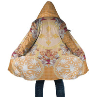 Hawaii Peach Palaka Cloak With Tapa Pattern Tropical Flowers - Polynesian Pride