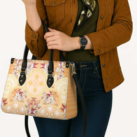 Hawaii Peach Palaka Leather Bag With Tapa Pattern Tropical Flowers - Polynesian Pride