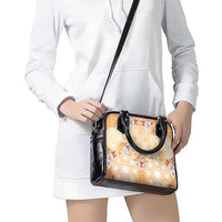 Hawaii Peach Palaka Shoulder Handbag With Tapa Pattern Tropical Flowers LT05 - Polynesian Pride