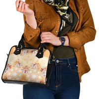Hawaii Peach Palaka Shoulder Handbag With Tapa Pattern Tropical Flowers LT05 - Polynesian Pride
