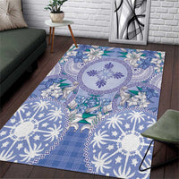 Hawaii Violet Palaka Area Rug With Tapa Pattern Tropical Flowers - Polynesian Pride