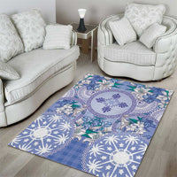 Hawaii Violet Palaka Area Rug With Tapa Pattern Tropical Flowers - Polynesian Pride