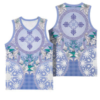 Hawaii Violet Palaka Basketball Jersey With Tapa Pattern Tropical Flowers LT05 - Polynesian Pride