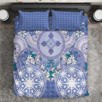 Hawaii Violet Palaka Bedding Set With Tapa Pattern Tropical Flowers - Polynesian Pride