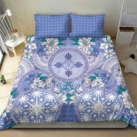 Hawaii Violet Palaka Bedding Set With Tapa Pattern Tropical Flowers - Polynesian Pride