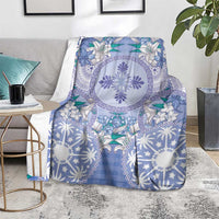 Hawaii Violet Palaka Blanket With Tapa Pattern Tropical Flowers - Polynesian Pride
