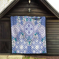 Hawaii Violet Palaka Quilt With Tapa Pattern Tropical Flowers - Polynesian Pride