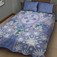 Hawaii Violet Palaka Quilt Bed Set With Tapa Pattern Tropical Flowers - Polynesian Pride