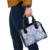 Hawaii Violet Palaka Shoulder Handbag With Tapa Pattern Tropical Flowers LT05 - Polynesian Pride