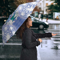 Hawaii Violet Palaka Umbrella With Tapa Pattern Tropical Flowers - Polynesian Pride