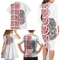 Aotearoa New Zealand Family Matching Long Sleeve Bodycon Dress and Hawaiian Shirt Maori Marae Pattern Tiki LT05 - Polynesian Pride