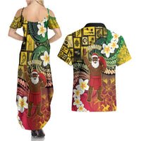 Vanuatu Christmas Couples Matching Summer Maxi Dress and Hawaiian Shirt Ni-Van Santa Retro Style LT05 - Polynesian Pride