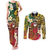 Vanuatu Christmas Couples Matching Tank Maxi Dress and Long Sleeve Button Shirt Ni-Van Santa Retro Style LT05 Colorful - Polynesian Pride