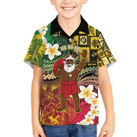 Vanuatu Christmas Family Matching Off Shoulder Maxi Dress and Hawaiian Shirt Ni-Van Santa Retro Style - Polynesian Pride