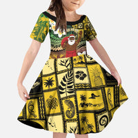 Vanuatu Christmas Family Matching Short Sleeve Bodycon Dress and Hawaiian Shirt Ni-Van Santa Retro Style - Polynesian Pride