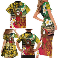 Vanuatu Christmas Family Matching Short Sleeve Bodycon Dress and Hawaiian Shirt Ni-Van Santa Retro Style - Polynesian Pride