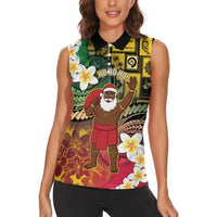 Vanuatu Christmas Women Sleeveless Polo Shirt Ni-Van Santa Retro Style - Polynesian Pride