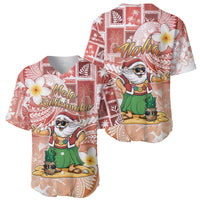 Hawaii Mele Kalikimaka Baseball Jersey Hula Santa Retro Style Red - Polynesian Pride