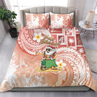 Hawaii Mele Kalikimaka Bedding Set Hula Santa Retro Style Red - Polynesian Pride