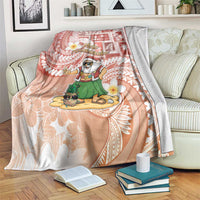 Hawaii Mele Kalikimaka Blanket Hula Santa Retro Style Red - Polynesian Pride