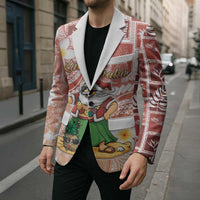 Hawaii Mele Kalikimaka Blazer Hula Santa Retro Style Red - Polynesian Pride