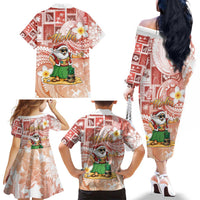 Hawaii Mele Kalikimaka Family Matching Off The Shoulder Long Sleeve Dress and Hawaiian Shirt Hula Santa Retro Style Red LT05 - Polynesian Pride