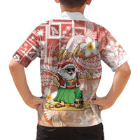 Hawaii Mele Kalikimaka Family Matching Puletasi and Hawaiian Shirt Hula Santa Retro Style Red - Polynesian Pride
