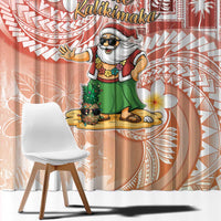 Hawaii Mele Kalikimaka Window Curtain Hula Santa Retro Style Red - Polynesian Pride