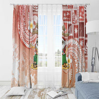 Hawaii Mele Kalikimaka Window Curtain Hula Santa Retro Style Red - Polynesian Pride