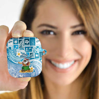 Hawaii Mele Kalikimaka AirPods Case Hula Santa Retro Style Blue LT05 - Polynesian Pride