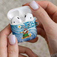 Hawaii Mele Kalikimaka AirPods Case Hula Santa Retro Style Blue LT05 - Polynesian Pride