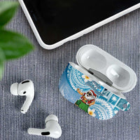 Hawaii Mele Kalikimaka AirPods Case Hula Santa Retro Style Blue LT05 - Polynesian Pride