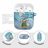 Hawaii Mele Kalikimaka AirPods Case Hula Santa Retro Style Blue LT05 - Polynesian Pride