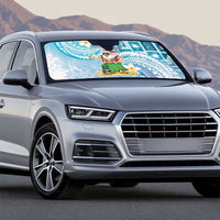 Hawaii Mele Kalikimaka Auto Sun Shade Hula Santa Retro Style Blue - Polynesian Pride