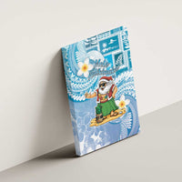 Hawaii Mele Kalikimaka Canvas Wall Art Hula Santa Retro Style Blue - Polynesian Pride