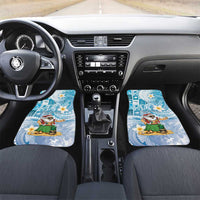 Hawaii Mele Kalikimaka Car Mats Hula Santa Retro Style Blue - Polynesian Pride