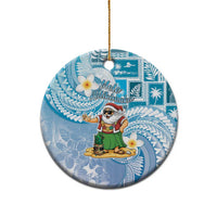 Hawaii Mele Kalikimaka Ceramic Ornament Hula Santa Retro Style Blue - Polynesian Pride