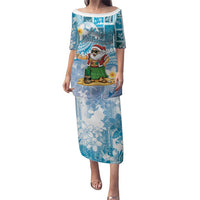 Hawaii Mele Kalikimaka Puletasi Hula Santa Retro Style Blue - Polynesian Pride