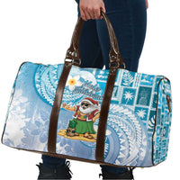 Hawaii Mele Kalikimaka Travel Bag Hula Santa Retro Style Blue - Polynesian Pride