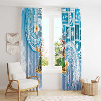 Hawaii Mele Kalikimaka Window Curtain Hula Santa Retro Style Blue - Polynesian Pride