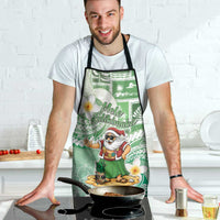 Hawaii Mele Kalikimaka Apron Hula Santa Retro Style Green - Polynesian Pride