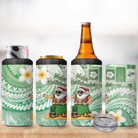 Hawaii Mele Kalikimaka 4 in 1 Can Cooler Tumbler Hula Santa Retro Style Green - Polynesian Pride