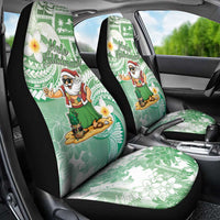 Hawaii Mele Kalikimaka Car Seat Cover Hula Santa Retro Style Green - Polynesian Pride