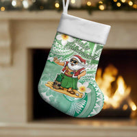 Hawaii Mele Kalikimaka Christmas Stocking Hula Santa Retro Style Green LT05 Set of 2 Green - Polynesian Pride