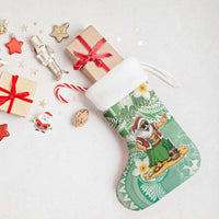 Hawaii Mele Kalikimaka Christmas Stocking Hula Santa Retro Style Green LT05 - Polynesian Pride