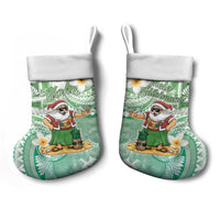 Hawaii Mele Kalikimaka Christmas Stocking Hula Santa Retro Style Green LT05 - Polynesian Pride