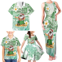 Hawaii Mele Kalikimaka Family Matching Tank Maxi Dress and Hawaiian Shirt Hula Santa Retro Style Green LT05 - Polynesian Pride
