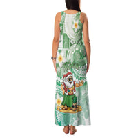 Hawaii Mele Kalikimaka Family Matching Tank Maxi Dress and Hawaiian Shirt Hula Santa Retro Style Green LT05 - Polynesian Pride