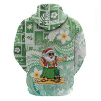 Hawaii Mele Kalikimaka Hoodie Hula Santa Retro Style Green - Polynesian Pride