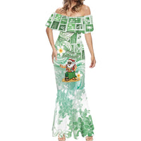 Hawaii Mele Kalikimaka Mermaid Dress Hula Santa Retro Style Green - Polynesian Pride